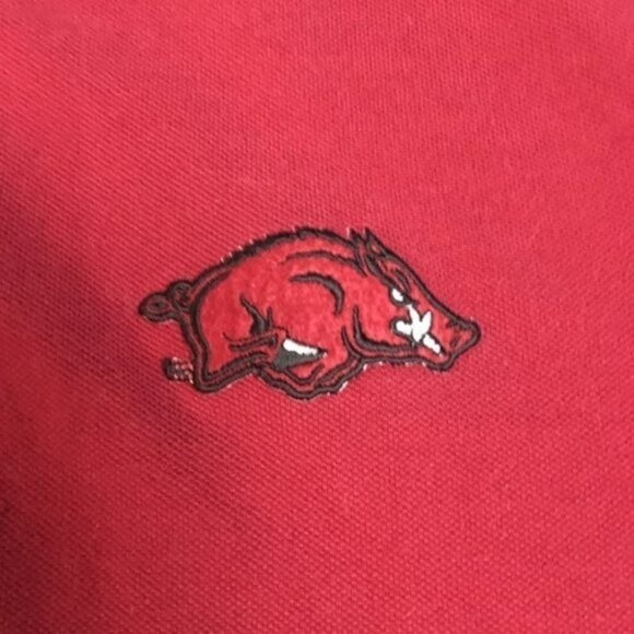 Houndstooth Men's Arkansas Razorbacks College Team Polo Red Small - Picture 3 of 5